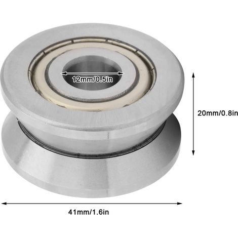 Rouleau guide rainuré en V 12x41x20mm avec roulement à billes étanche LV201ZZ (1/5)