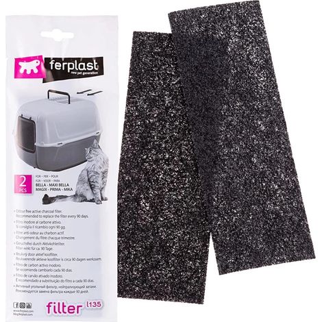 filtri carbone attivo lettiera gatto ferplast "l135" 20x7x0,2 cm