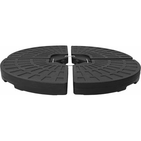 Socle de parasol déporté dalles à lester eau ou sable plastique PEHD noir 4 pièces (1/5)