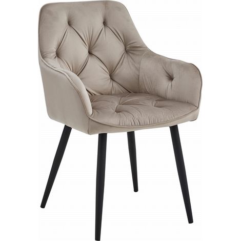 Valora chaise LUKK velours beige avec pieds noirs lot x1 chic (1/5)