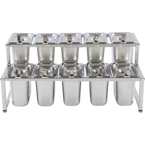 Distributeur de condiments télescopique à double couche, support pour Pot de confiture en acier inoxydable, pour magasin de thé au lait, bassin domestique de 1,6 l, 10 pièces