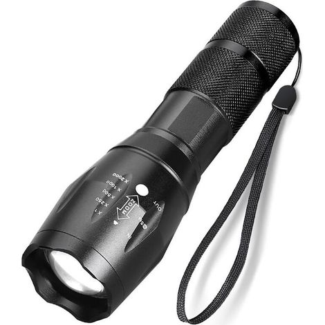 Torche LED Ultra puissante XML-T6 Lampe Torche Militaire utilisable pour vélo ou randonnées et 5 Modes Dont Flash Anti-agression,Conception Antichoc (1/5)