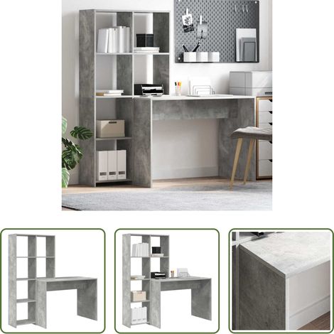 Schreibtisch Beton Grau - Schreibtisch Beton Grau 138,5 x 55 x 143 cm Holzwerkstoff (1/5)