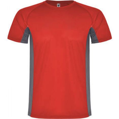 Camiseta técnica combinada de poliéster con manga raglán SHANGHAI ROLY M Rojo/Plomo Oscuro