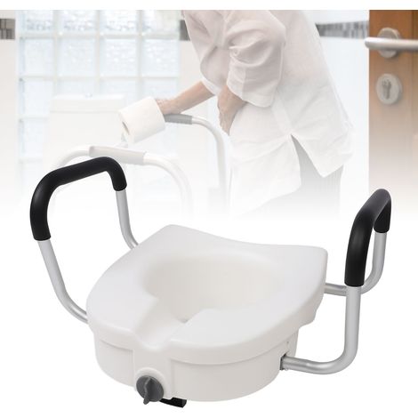 Rialzo per sedile WC con braccioli imbottiti e rimovibili, modello LockPro, in lega di alluminio, altezza 295 mm, portata massima 136 kg. (1/4)