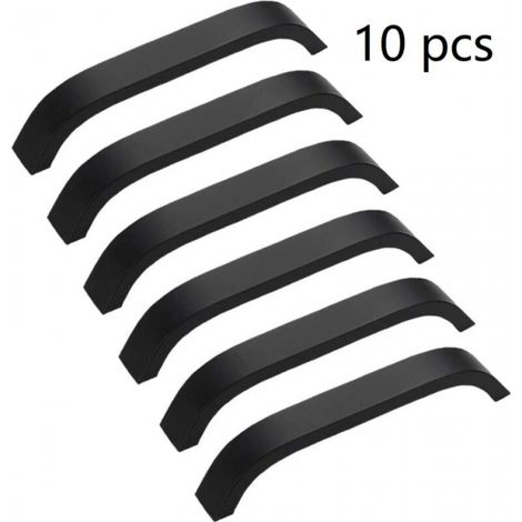 10 Stück Lochmitte 128 mm schwarze Möbelgriffgriffe mit Schrauben für Küche, Schlafzimmer, Schrank, Schublade, Knauf aus Aluminiumlegierung (1/4)