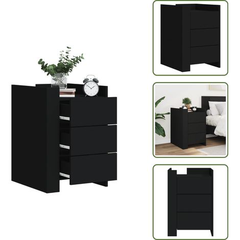 Table de chevet noir 45x50x65 cm bois d’ingénierie - Table De Chevet - Meuble De Chambre - Commode - Tiroir - Bois D'ingénierie (1/5)