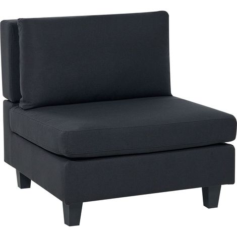 Section 1 Place pour Canapé Modulable en Tissu Noir et Bois Taies Amovibles Unstad (1/5)