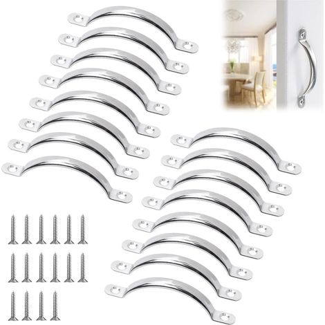 16 Stück – Schrankgriffe mit Schrauben – Edelstahl – Für Schneidebretter, Küche, Schrank, Schublade, Bad, Schlafzimmer (Silber)