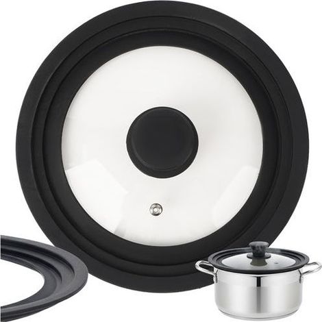 Couvercle universel 3 en 1 en silicone et verre pour casseroles de 182022 cm (1/5)
