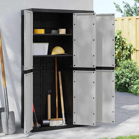 Gartenschrank Grau und Schwarz 97x37x165 cm PP