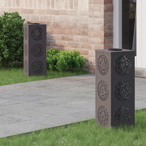 Solar LED Weg Licht 2 pcs Schwarz Kalt gewalzter Stahl