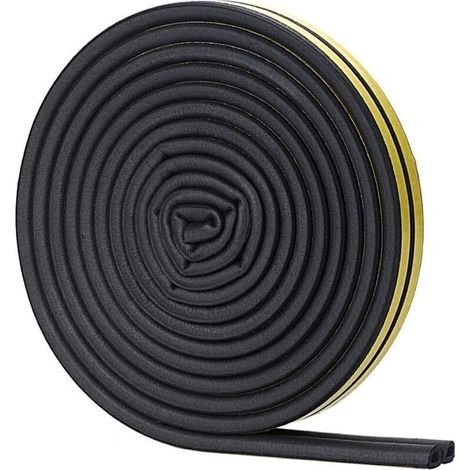 Door Weather Stripping, Self Adhesive Foam Seal Strip, Soundproofing Rubber Seal Strip and Windows Gap Blocker, Anti-Collision D-Shape Door Seal Strip 32.8 ft (Black) (1/5)