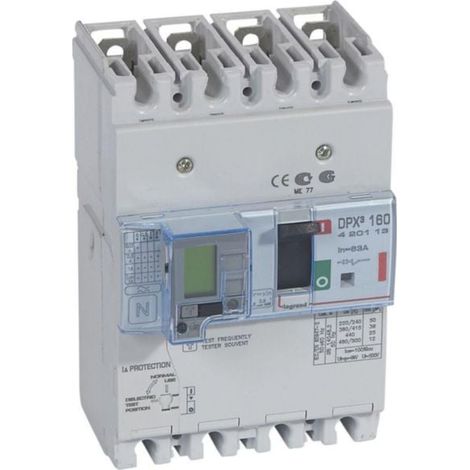 Disjoncteur magnétothermique différentiel DPX³160 pouvoir de coupure 36kA 400V - 4P - 63A - LEGRAND