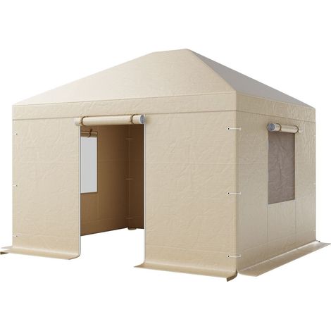 Winterabdeckung für einen 3,07 x 3,67 m großen Pavillon, wetterfeste Abdeckung mit Seitenwänden und Fenstern, hochdichtes Polyethylen, geschlossener Lagerraum, Pavillon nicht im Lieferumfang enthalten (1/5)
