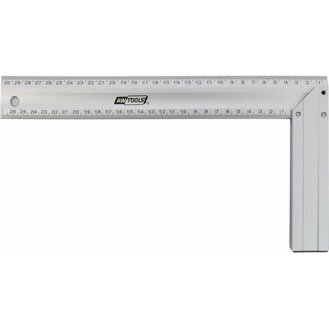 Equerre en aluminium AWTOOLS, modèle 350 mm, outil précis et durable, idéal pour les travaux de menuiserie, le marquage précis et les mesures dans le travail du bois et les projets de construction.