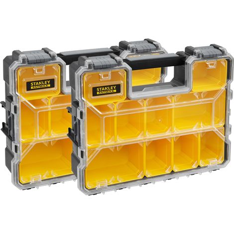 Stanley – Organisateur étanche 10 compartiments amovibles – Couvercle incassable – Charge 8kg – Idéal pour rangement outils