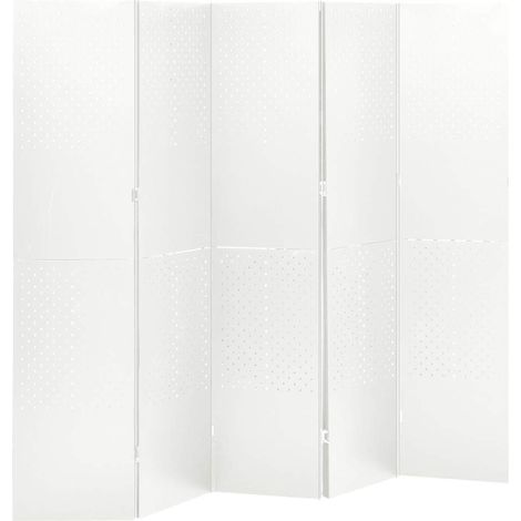 335902 vidaXL 5-Panel Room Divider White 200x180 cm Steel (1/5)
