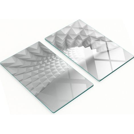 Juego de dos tablas de cocina de cristal con dise帽o de t煤nel abstracto, 2x30x52 cm.