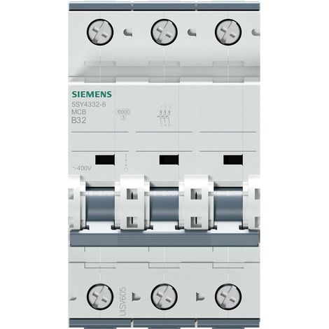 Siemens Interruptor automático 400V 10kA, 3 polos, B, 32A, T=70mm, 5SY43326
