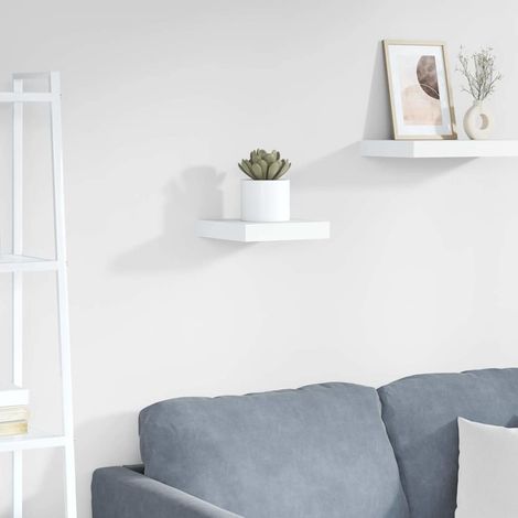 Étagère murale flottante Étagère de Rangement - Meuble de rangement Blanc brillant 23x23,5x3,8 cm MDF BV251139 - BonneVie (1/5)