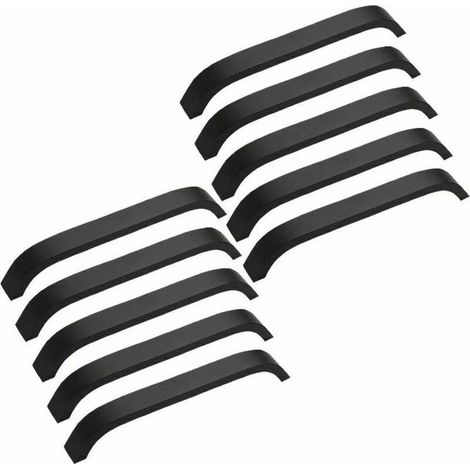 Kaelt - Lot de 10 Poignées de Meuble Cuisine Noires Poignées de Placard Porte Cuisine Meuble Placard Entraxe 160mm (1/5)