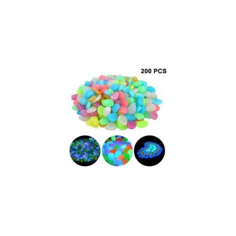 200 Morceaux de Multicolore Leuchtsteine, Cailloux Lumineux Fluorescents de Pierres pour Aquarium du Jardin d'Enfants à la Décoration (Multicolore) (1/5)