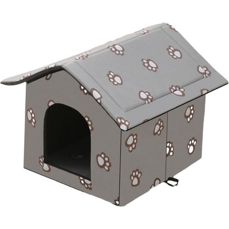 Caseta de exterior aislada y portátil para gatos, de forma cuadrada – color gris pata de oso (1/5)