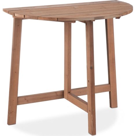 Pratico tavolo pieghevole a mezzaluna da esterno 80 x 40 x 75 cm in legno naturale 130011617