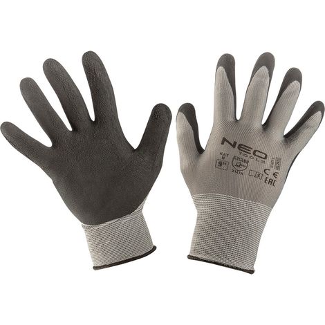 Guantes de trabajo, poliéster recubierto de látex (espuma), 3141X, talla 9 (1/3)