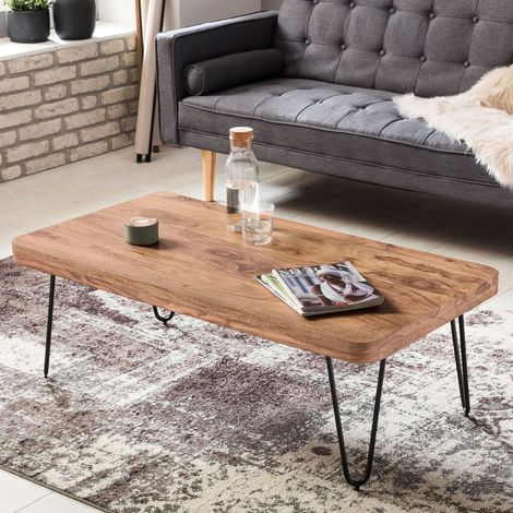 Table basse 115x60x40 cm en acacia massif et métal - SURATE (1/5)