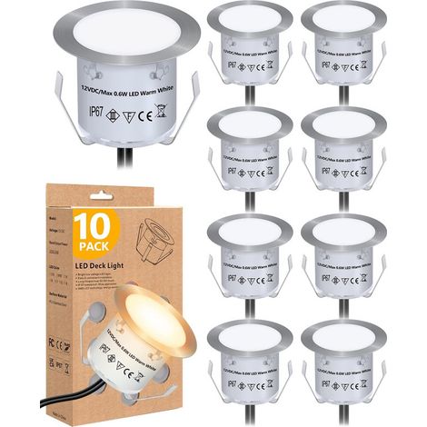 MINKUROW Foco Empotrable De Pie - Luz Regulable (Blanco Natural) Impermeable Ip67 0.6w Ø31mm - Iluminación Para Terraza, Patio, Camino, Pared, Jardín, Decoración, Interior Y Exterior, 10 Piezas (1/3)