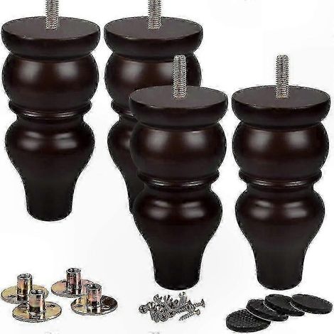 Massivholz-Möbelbeine, 15 cm, 4er-Set mit M8-Befestigungsplatten (1/4)