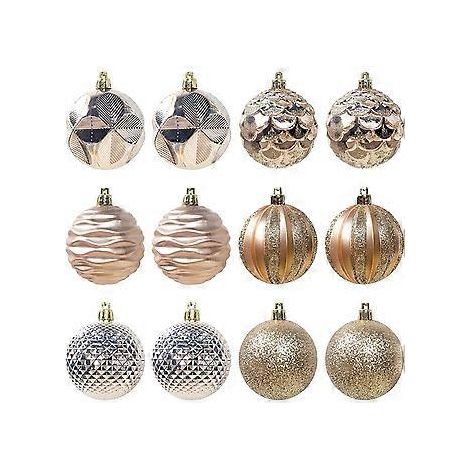 Boules de Noël décoratives de 6 cm (2,36 po), pour les fêtes de fin d'année - Lot de 12, dorées (1/2)