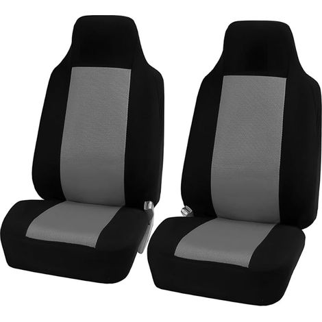 2 Pièces Set Complet Housses De Siège Voiture, Housses Siège Avant Et Arrière Voiture Universelles, Auto Couvre Sieges Accessoires Interieur, pour avec Presque Toutes Les Voitures(Noir+Gris) (1/5)
