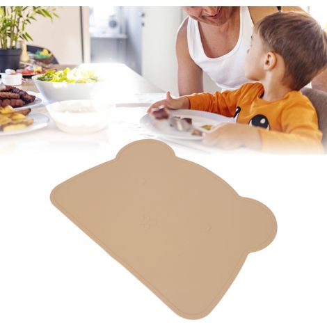 Set de table en silicone, en forme d'ours, épais, isolant thermique, antidérapant, convient aux hôtels et à un usage domestique, marron. (1/5)