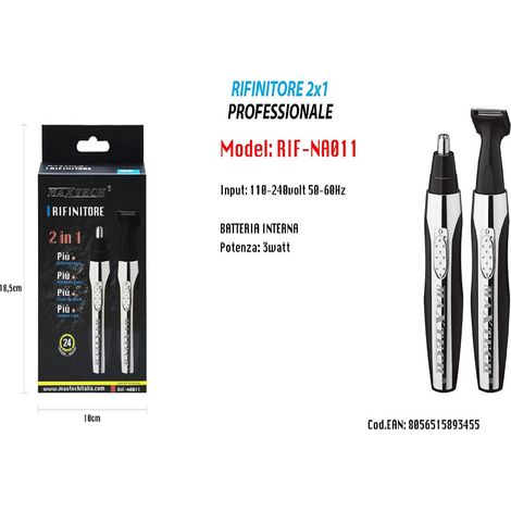 Mini Rasoir 2en1 A Piles Tondeuse Barbe Nez Poils Rif-na011