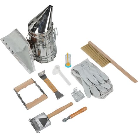 Kit Apiculture 10 Pièces : Pince Cadre, Brosse Abeille, Enfumoir, Clip Reine, Grattoir et Outils
