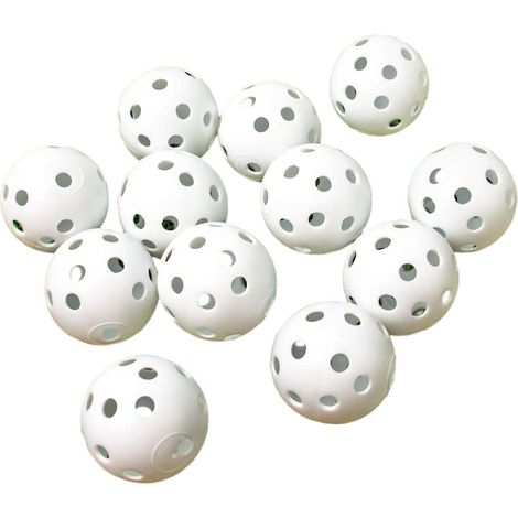 Balles de golf d'entraînement Flight, balles de golf creuses en plastique, balles de golf Airflow pour l'entraînement au swing, au practice, à domicile ou en intérieur, lot de 12, blanches (1/5)