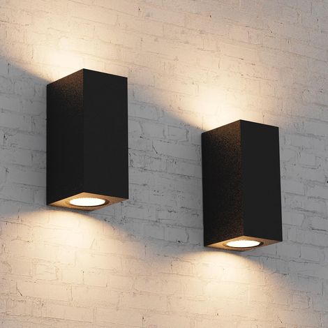 2pcs Black GU10 Outdoor Wall Light (No Bulb) Outdoor wall lamp aluminium, IP65, GU10 upper and lower wall light, suitable for garden, balcony (1/5)