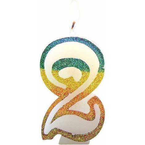 Ziffernkerze 2 Regenbogen 8cm - Eurobougie