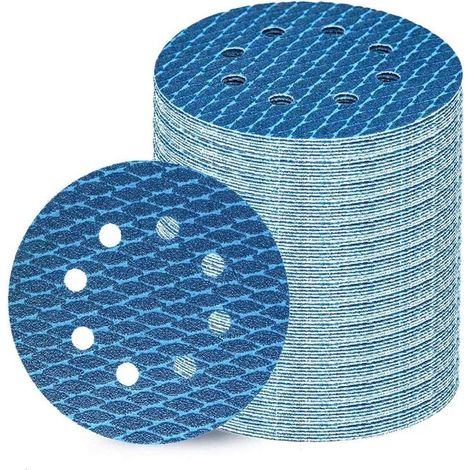 Pack of 80 125 mm Velcro Sandpaper, 100 Grit 8 Holes, Ideal for Sanding Discs 125 mm Velcro and Random Orbital Sanders (1/4)