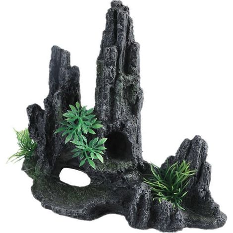 Roches décoratives en résine pour aquarium, décoration paysagère de bassin, accessoire de poissons et ornement de réservoir. (1/4)
