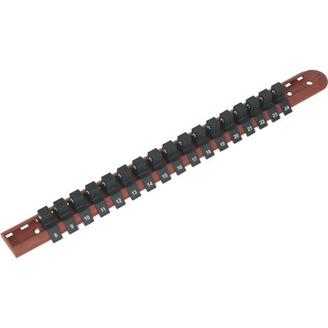 Sealey Socket Retaining Rail with 17 Clips 1/2""Sq Drive AK1217