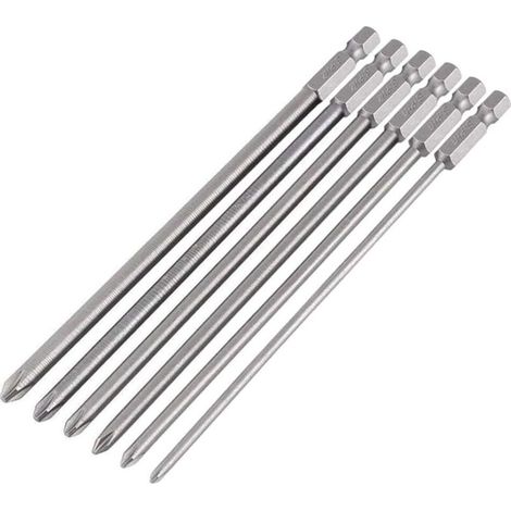 Set of 6 Magnetic Phillips Bits 150mm - Cross Head Screwdriver Bits, Anti-Slip Bits for Electric Screwdriver (1/5)