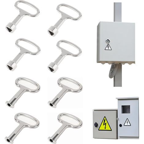Lot de 8 clés triangulaires fendues, clés triangulaires, accessoires de pompiers, clés d'armoires électriques, clés triangulaires, clés universelles pour radiateurs, incendies, poubelles (1/5)