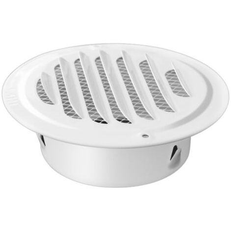 Grille de ventilation ronde plate en acier inoxydable avec moustiquaire, pour ouverture de 80 mm de diamètre, blanche (1/5)