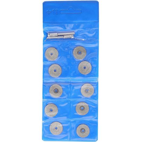 10 disques de coupe diamantés fins avec tige, roue de ponçage ronde pour bois, métal et pierre 18 mm / 0.
