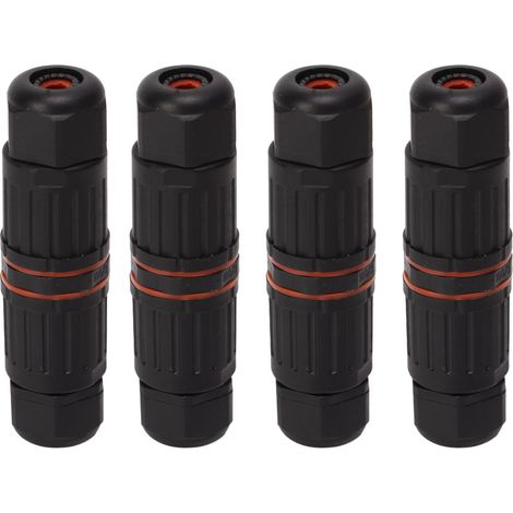 Lot de 4 connecteurs électriques étanches à 3 broches, 10 A, ignifugés, avec rondelle en caoutchouc PA66, pour une utilisation extérieure 250 V.