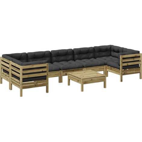 Set Divani da Giardino 8pz con Cuscini Legno Impregnato di Pino vidaXL (1/5)